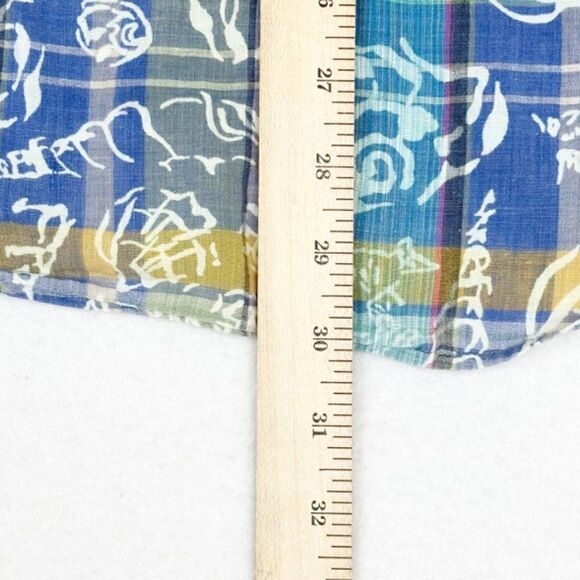 Vintage 90s Loafers Shirt Large Plaid Floral Button Front Beach Surf Skate - Picture 8 of 8